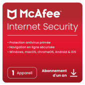 Mcafee Internet Security 1 appareil 1 an