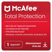 Mcafee Total Protection 1 appareil 1 an